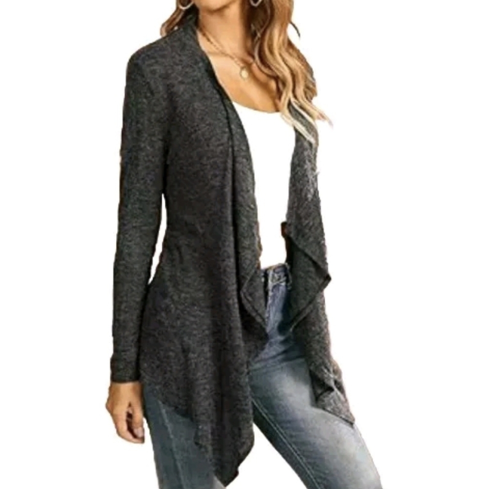 Abercrombie & Fitch Open Front Grey Hoodie Cardigan Wool Blend Sweater Size XS